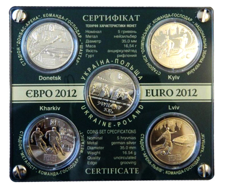 Набор сертификат монет Евро 2012